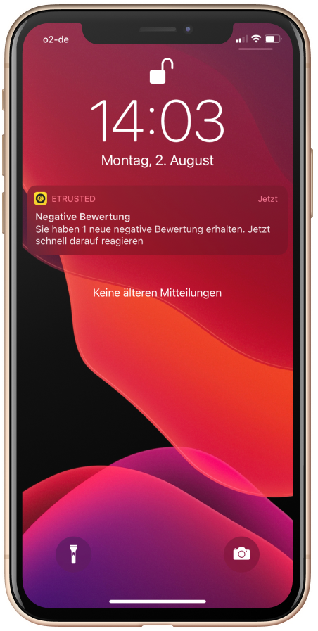Push-Nachricht App negative Bewertung